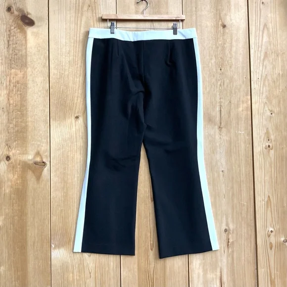 Lafayette 148 EUC Gorgeous Black Pants Side White Trim Stripe Sz 14
